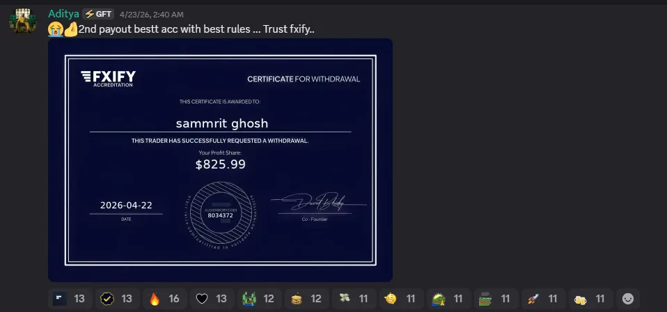 $825.99 Payout Certificate (sammrit ghosh)
