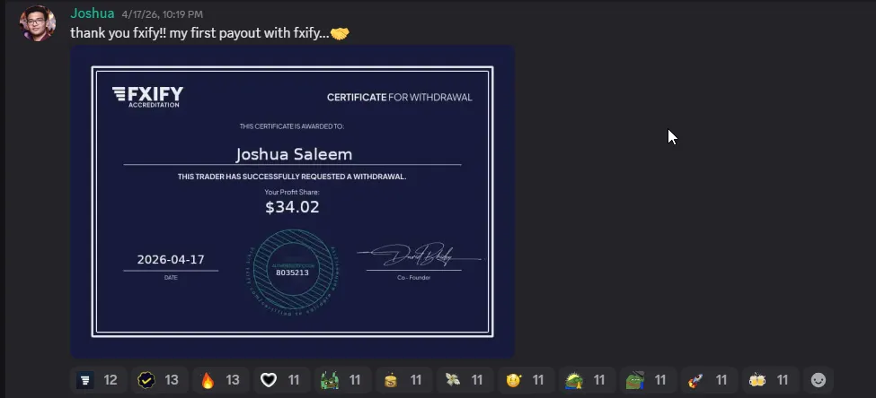 $34.02 Payout Certificate (Joshua Saleem)